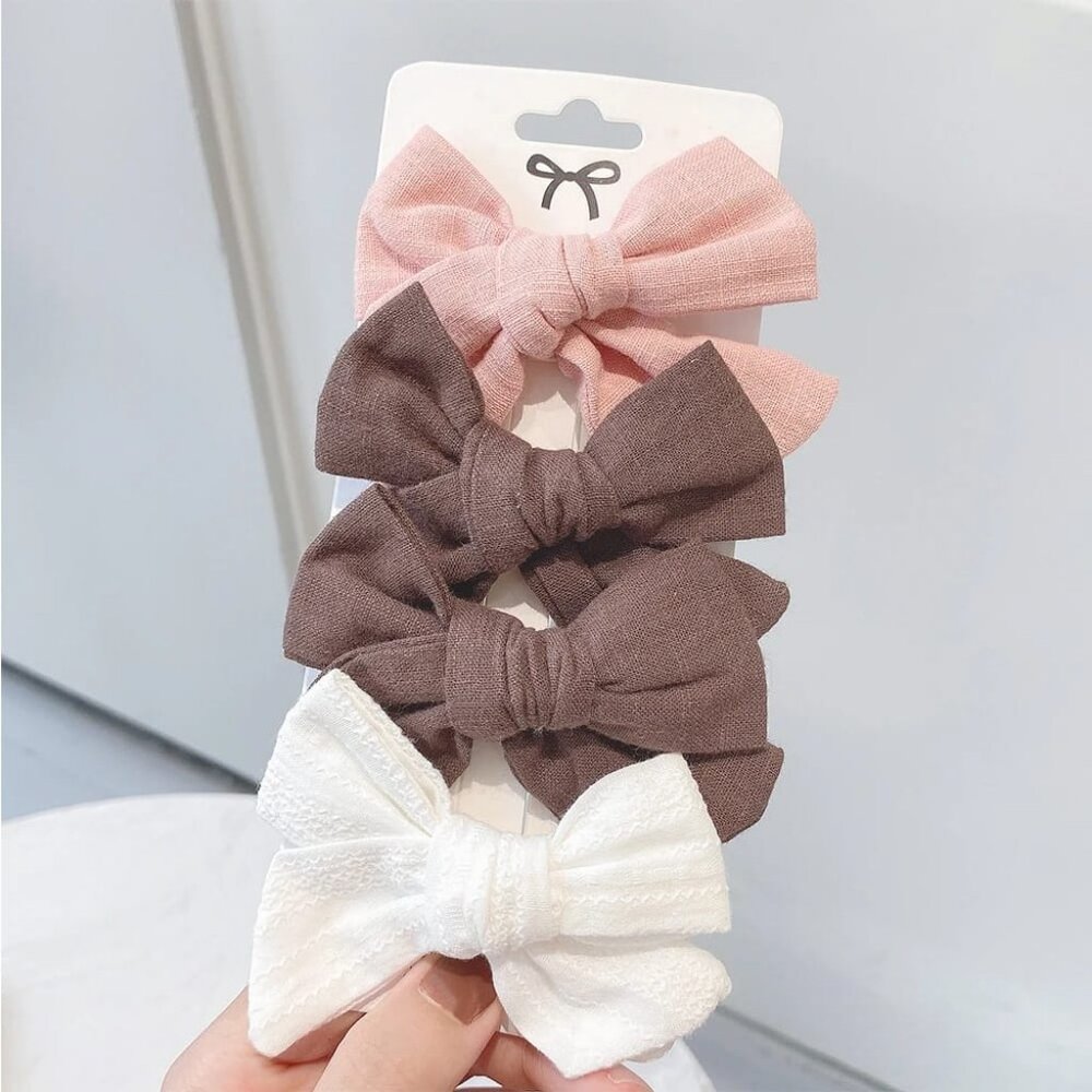 NEW - 4 PCS/Set - Cute Colorful Bow Hair Clips - Baby Girls Accesories